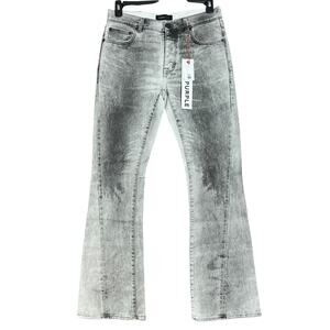 Purple Brand Twisted Flare Jeans 32x33 X-Ray Grey Black Denim Button Fly NEW